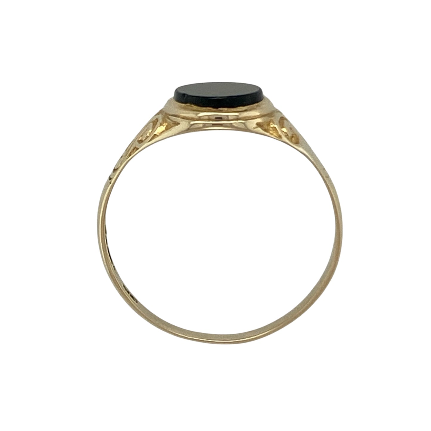 9ct Gold & Onyx Set Patterned Oval Signet Ring
