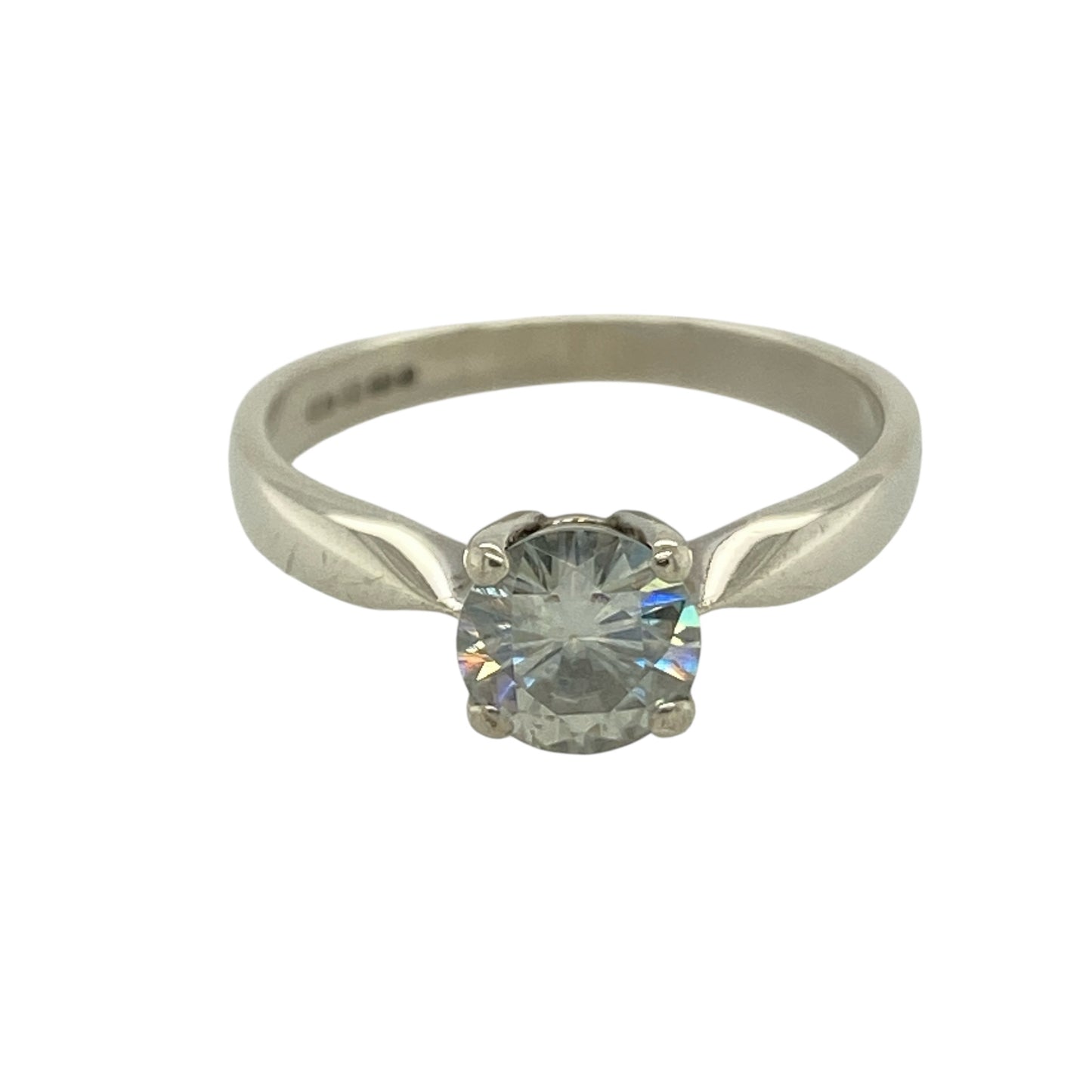 9ct White Gold & Moissanite Set Solitaire Ring