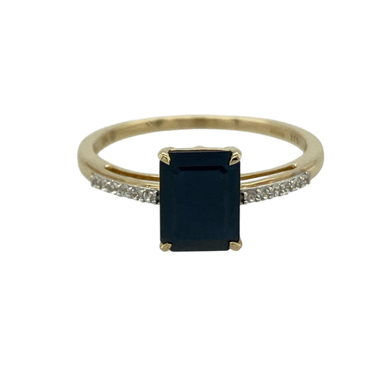 9ct Gold Sapphire & Cubic Zirconia Set Ring