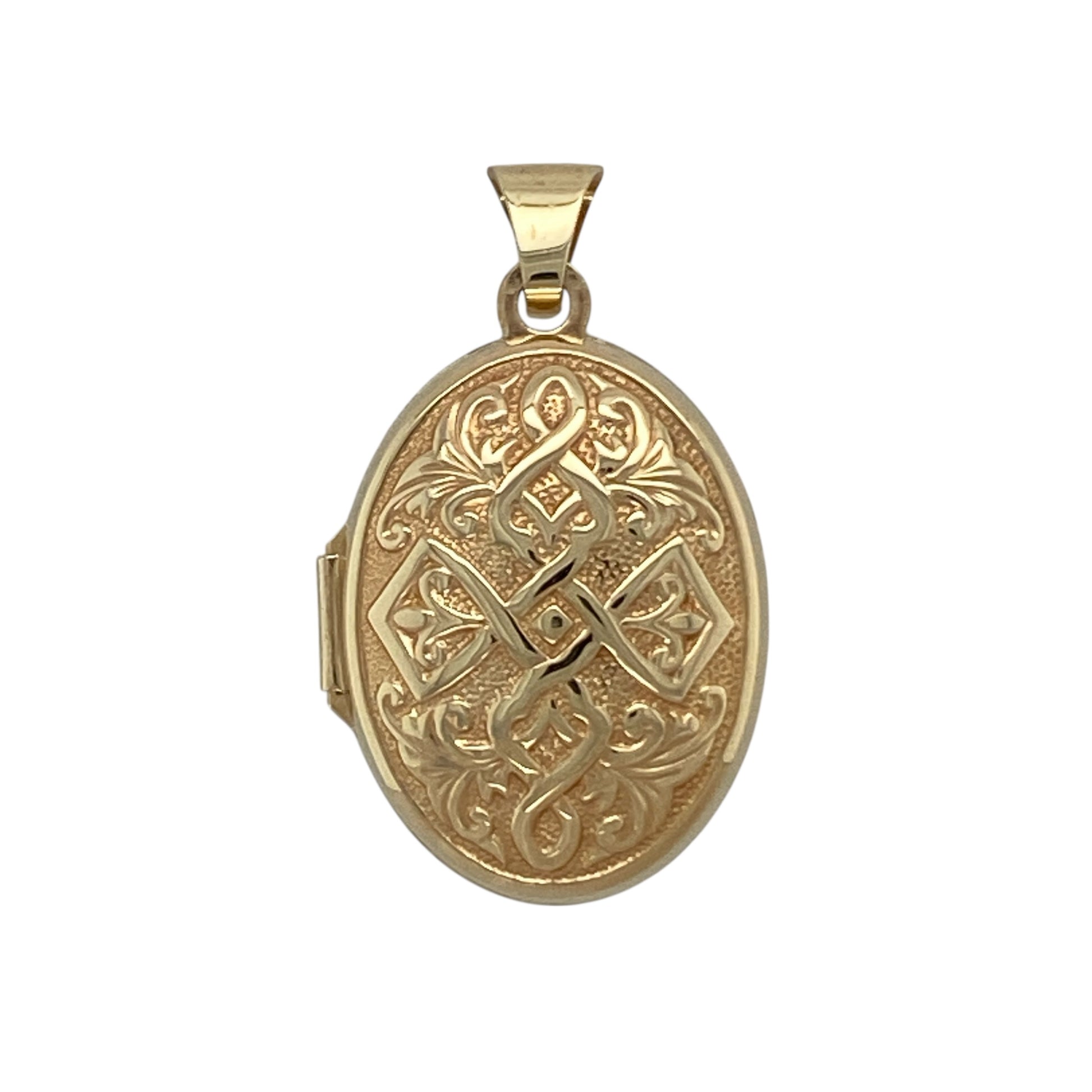 9ct Gold Oval Celtic Patterned Locket