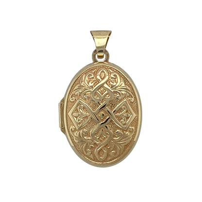 9ct Gold Oval Celtic Patterned Locket