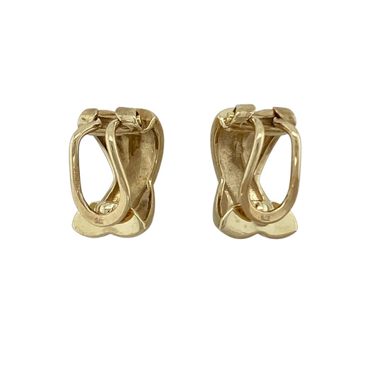 Add timeless elegance to your jewellery collection with these pre-owned 9ct yellow gold kiss X shape style clip on earrings, a stylish and versatile pair perfect for both everyday wear and special occasions.

Design: These earrings feature a classic X or “kiss” shape design, creating a soft crossover effect with smooth, flowing lines. The sculpted form gives subtle dimension and a flattering look on the ear, while maintaining a timeless and feminine style.