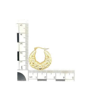9ct Gold X Shape Patterned Creole Earrings