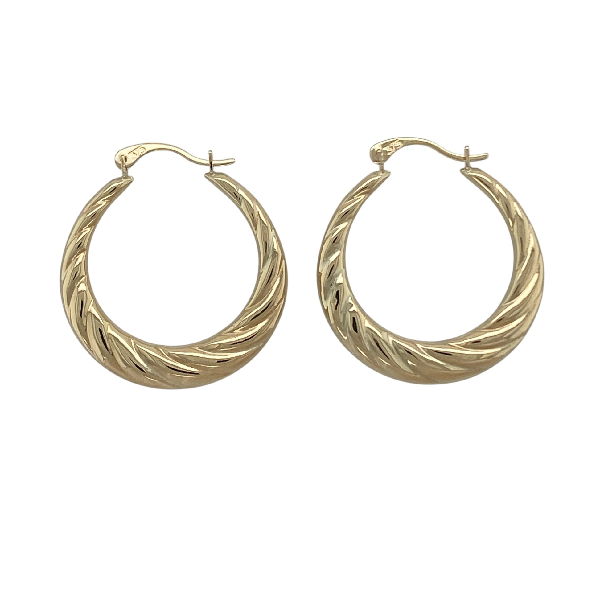 9ct Gold Twisted Hoop Creole Earrings