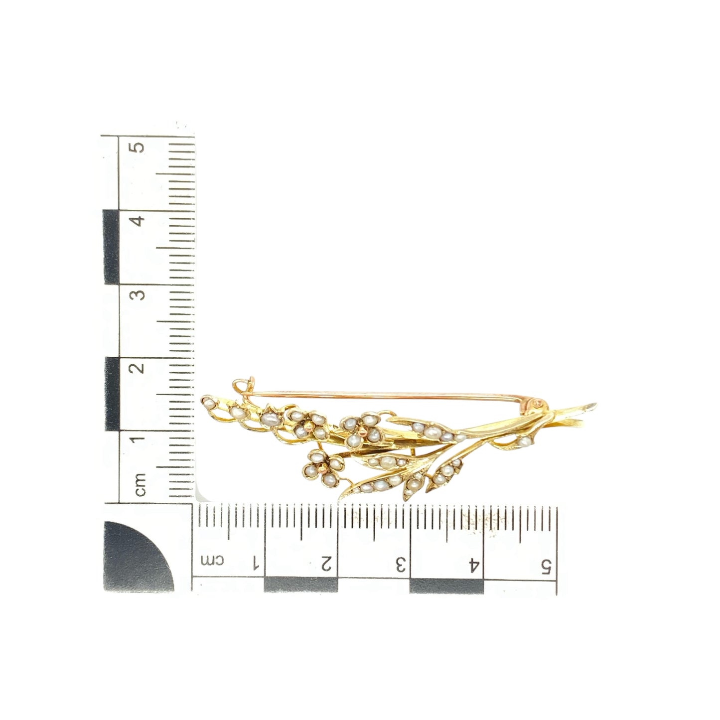 9ct Gold & Seed Pearl Set Flower Style Vintage Brooch