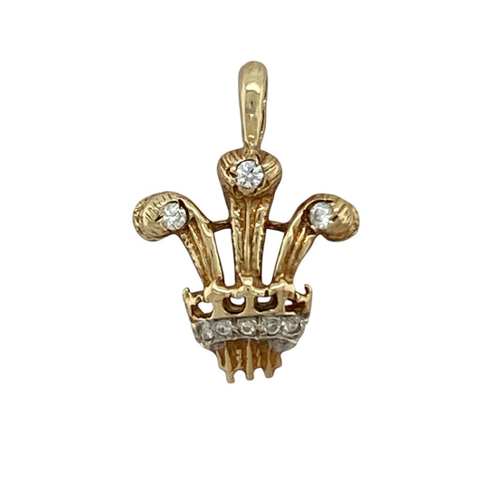 9ct Gold & Cubic Zirconia Set Three Feathers Pendant