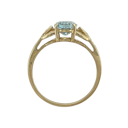 9ct Gold Blue Diamond & Aqua Stone Ring
