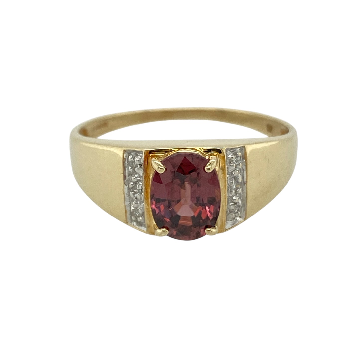9ct Gold Diamond & Pink Stone Set Ring