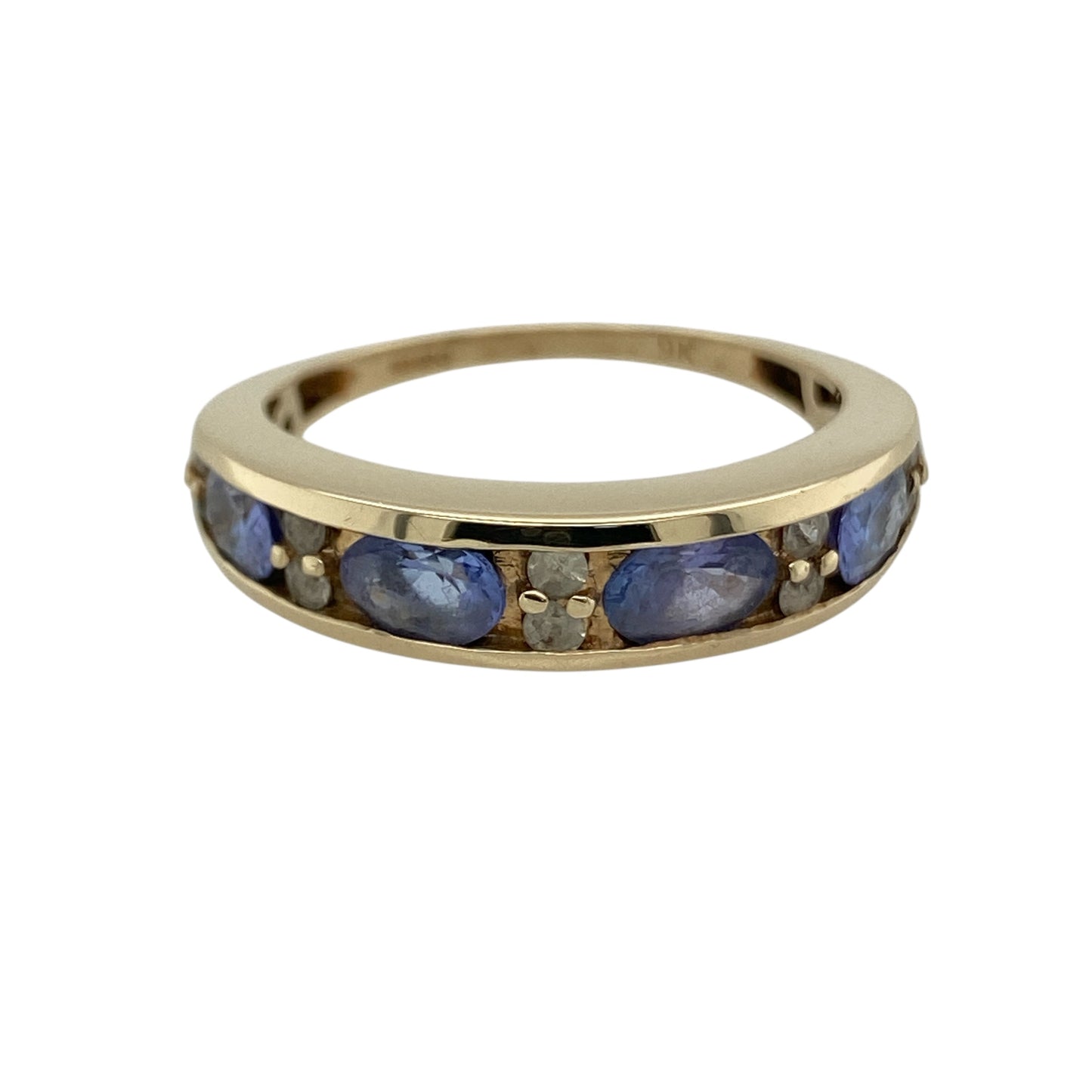 9ct Gold Tanzanite & Cubic Zirconia Set Band Ring