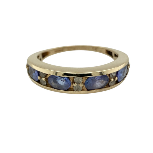 9ct Gold Tanzanite & Cubic Zirconia Set Band Ring