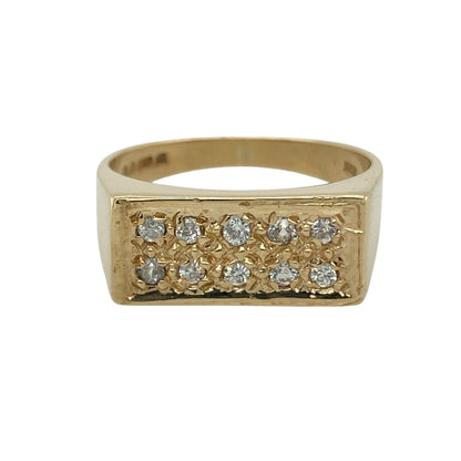 9ct Gold & Cubic Zirconia Set Rectangle Signet Ring