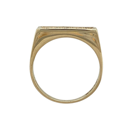 9ct Gold & Cubic Zirconia Set Rectangle Signet Ring