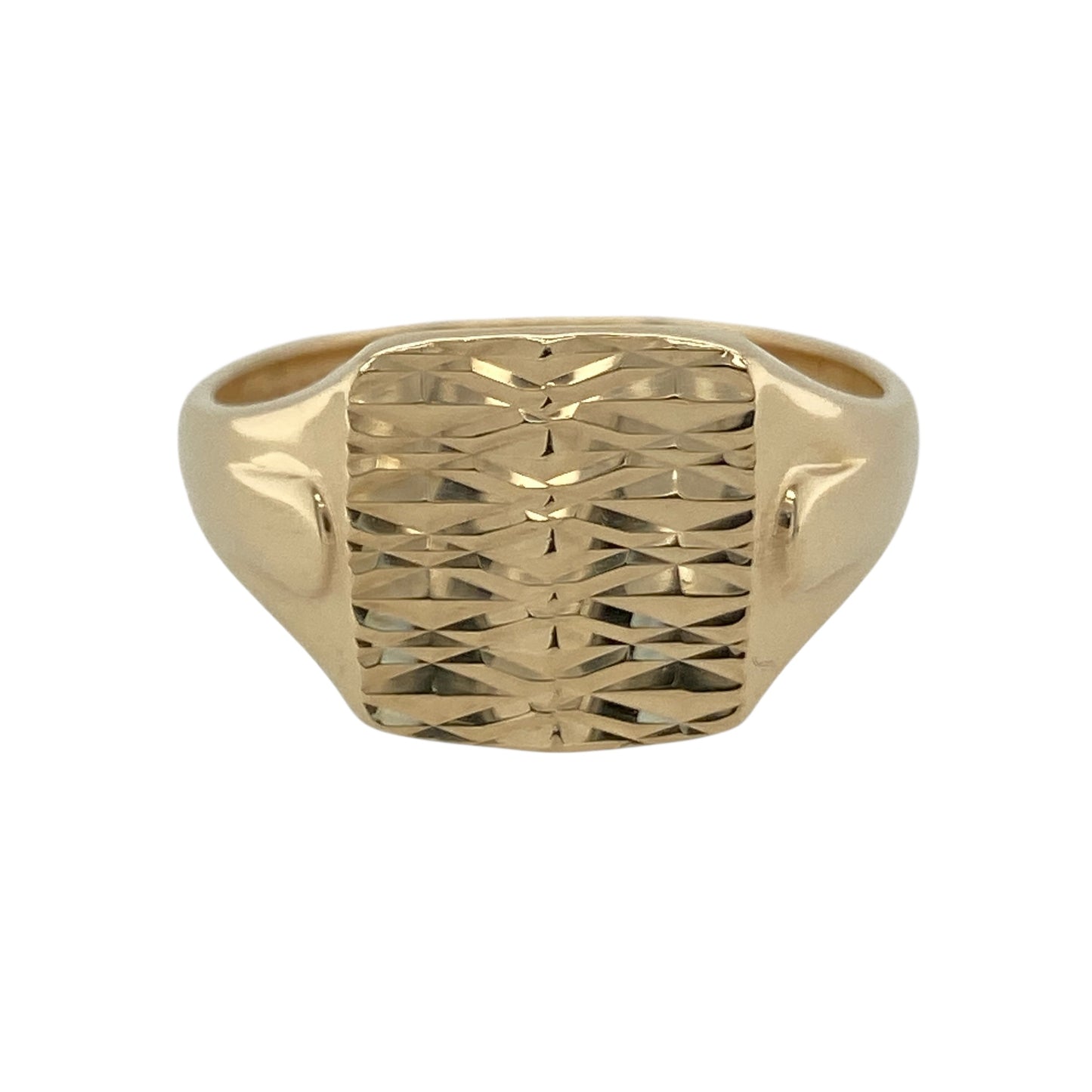 9ct Gold Patterned Rectangle Signet Ring