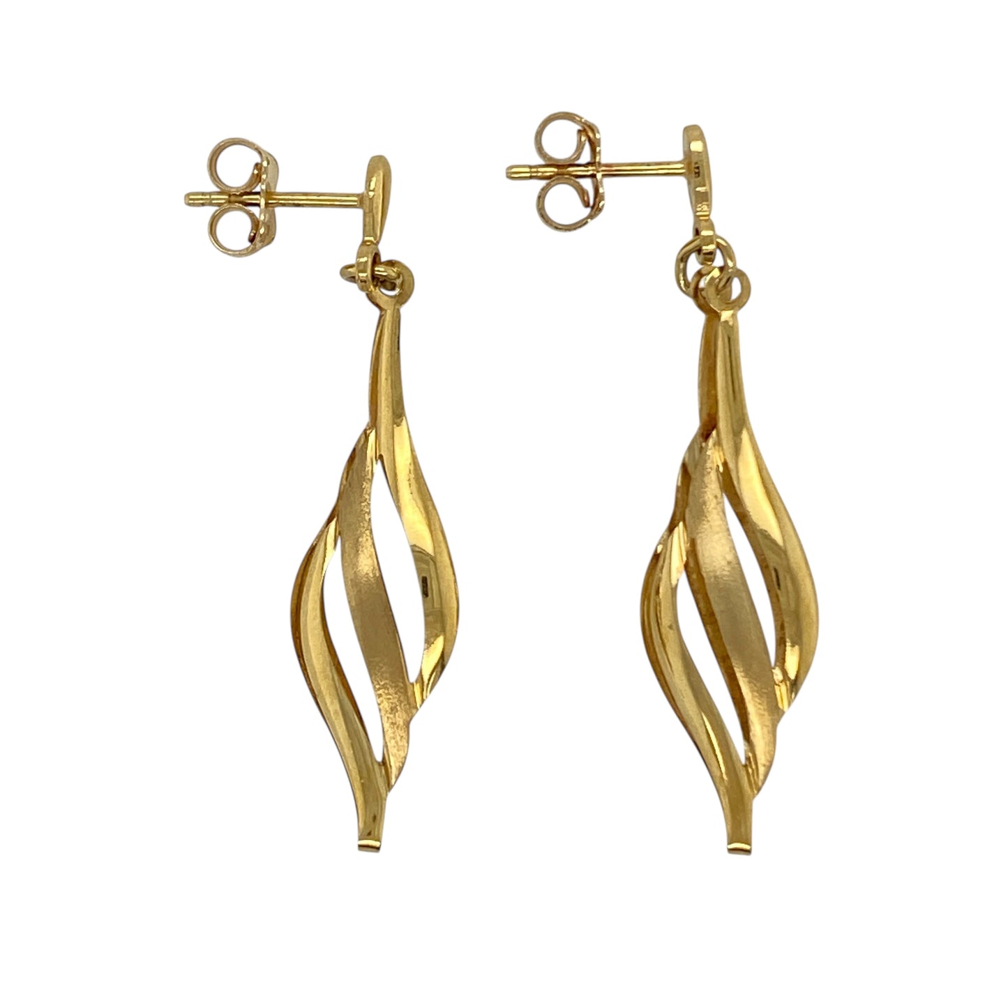 9ct Gold Swirl Drop Earrings