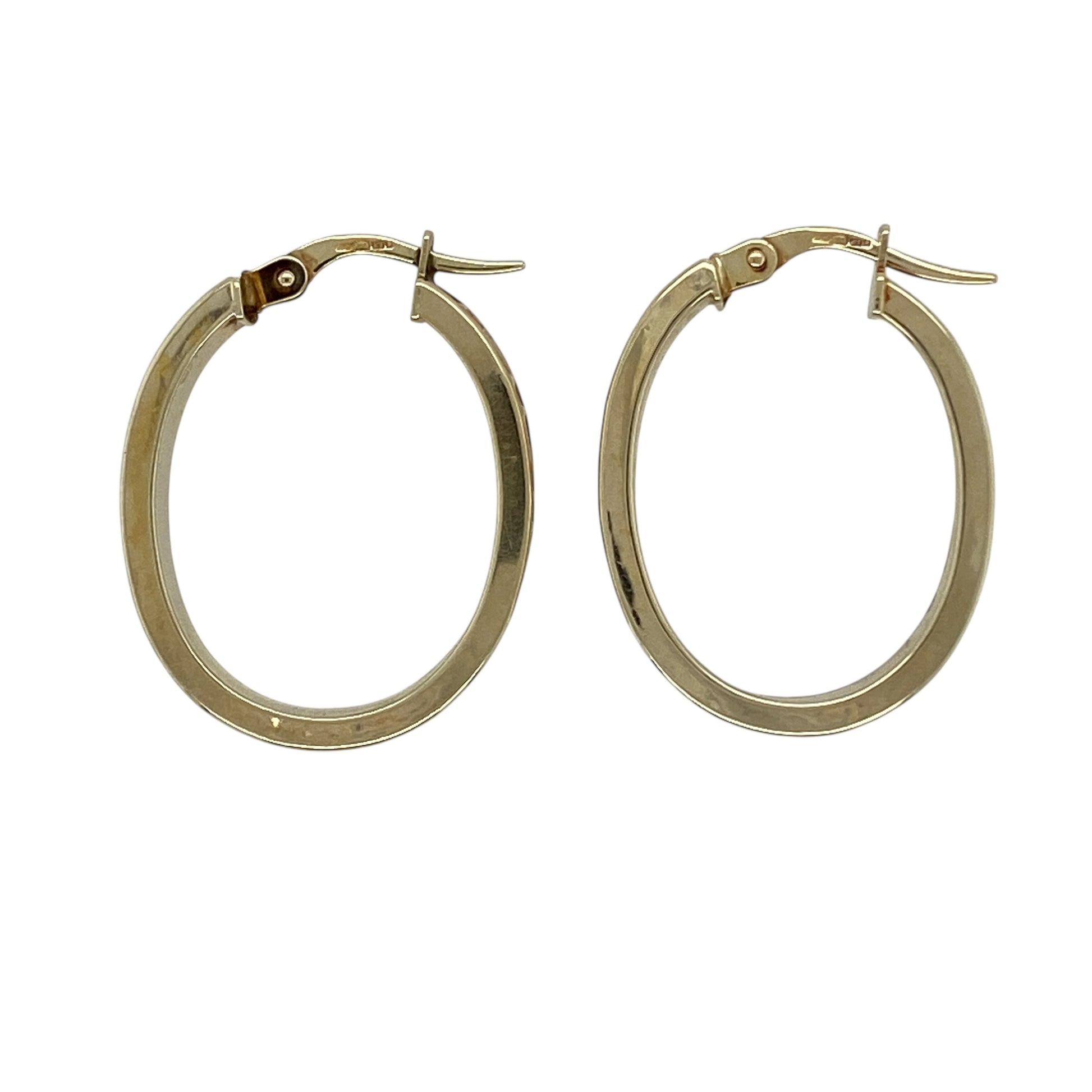 9ct Gold Greek Key Oval Creole Earrings