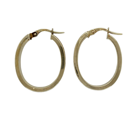 9ct Gold Greek Key Oval Creole Earrings