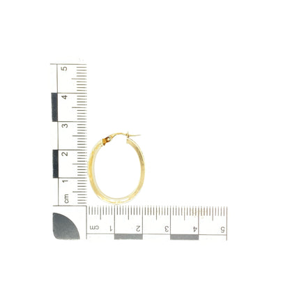 9ct Gold Greek Key Oval Creole Earrings