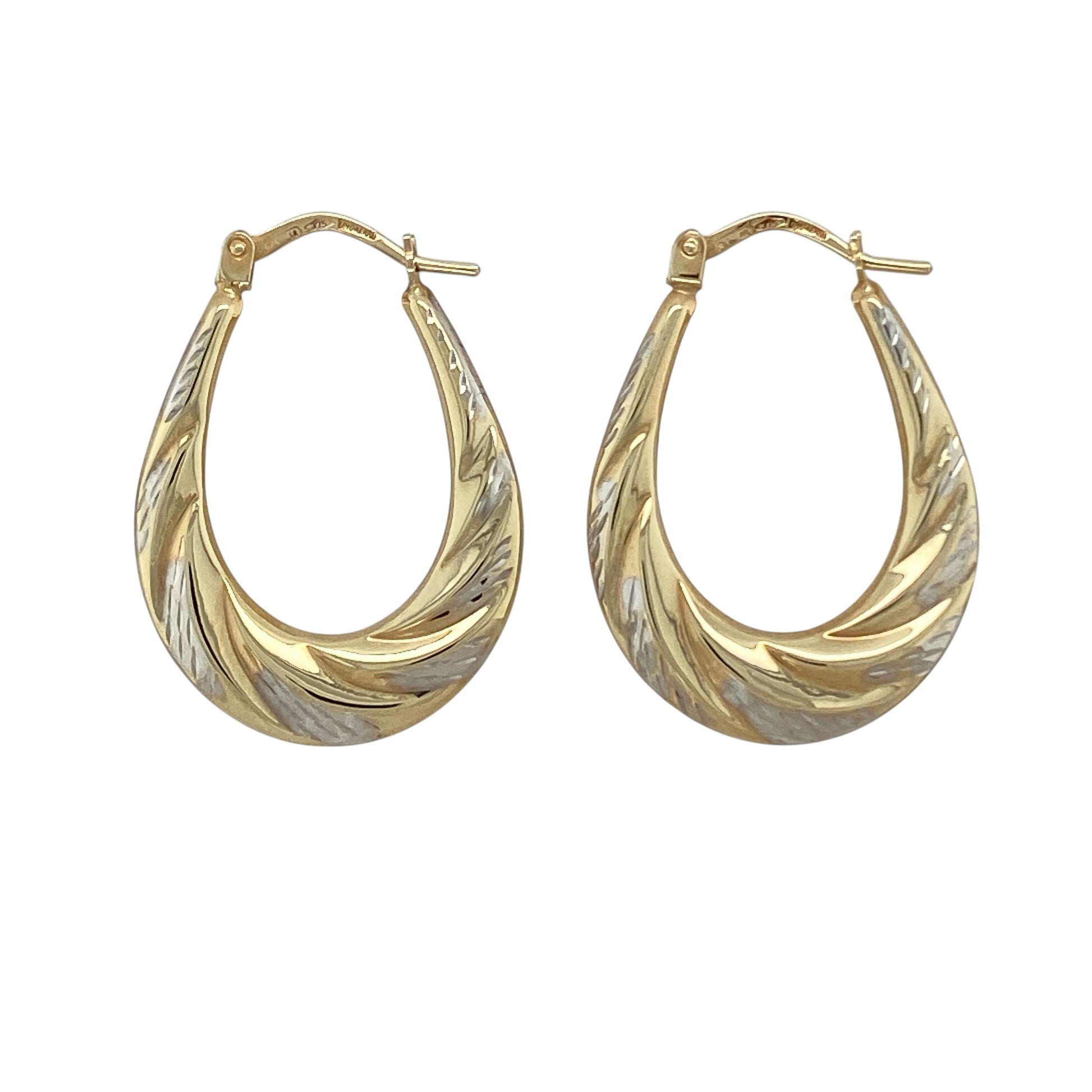 9ct Gold Twisted Oval Creole Earrings