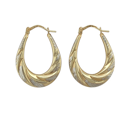 9ct Gold Twisted Oval Creole Earrings