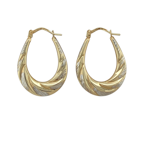 9ct Gold Twisted Oval Creole Earrings
