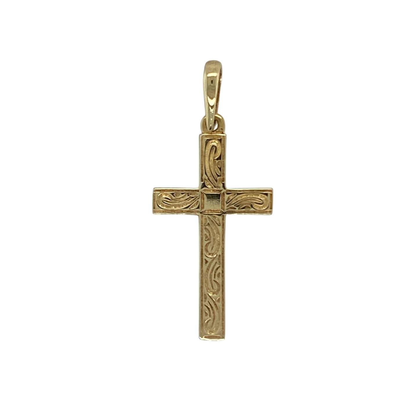9ct Gold Patterned Cross Pendant