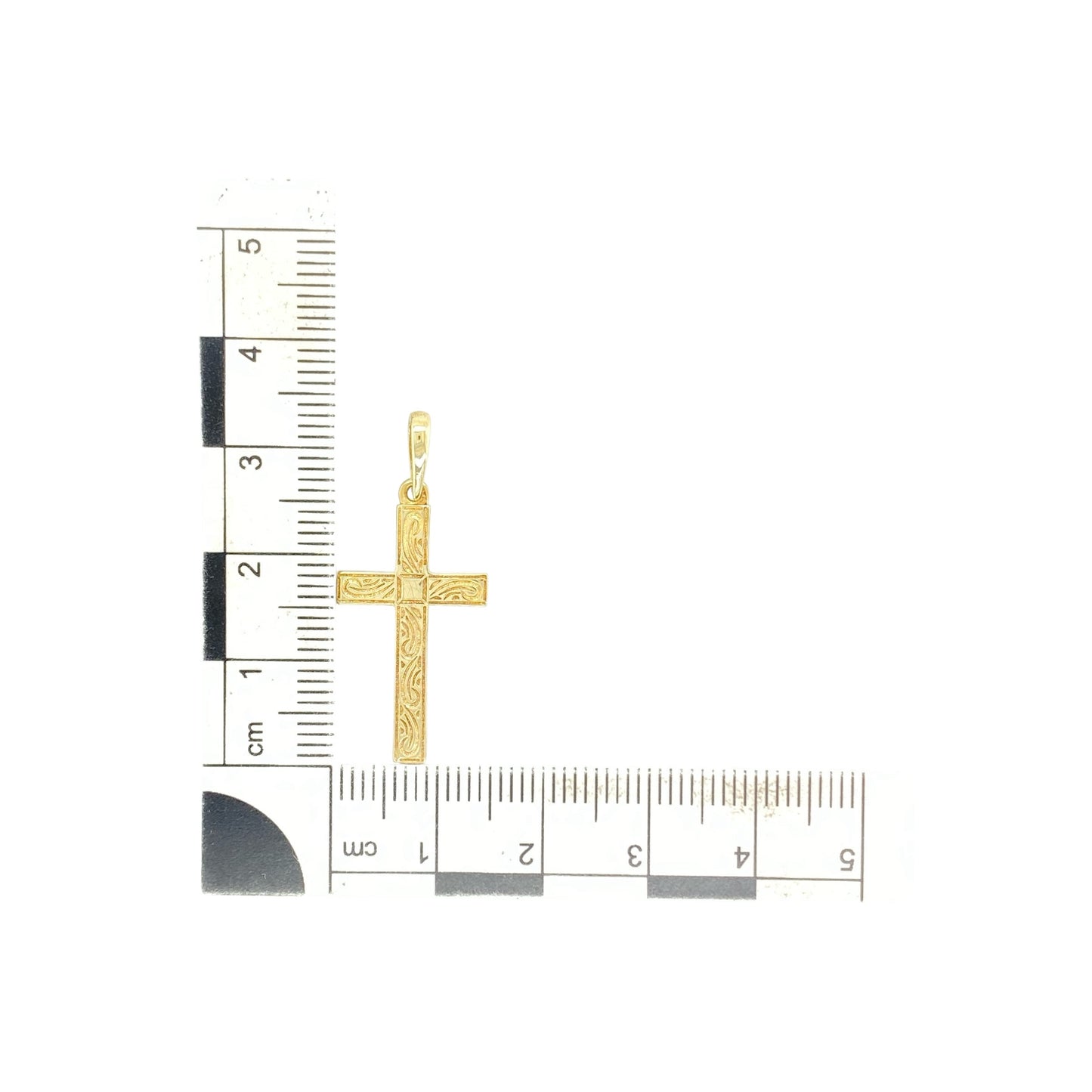 9ct Gold Patterned Cross Pendant