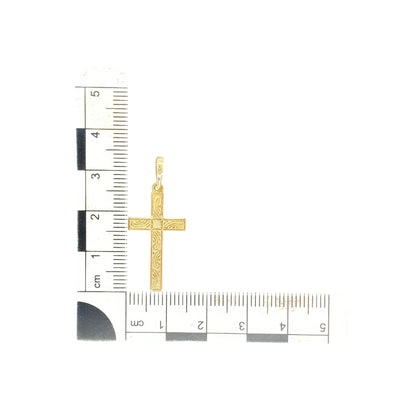 9ct Gold Patterned Cross Pendant