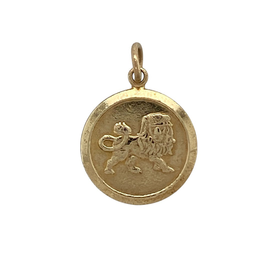 9ct Gold Round Leo Star Sign Pendant