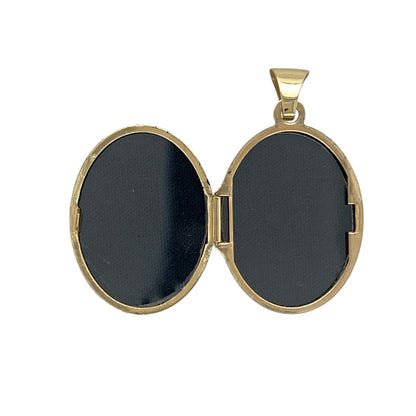 9ct Gold Flower Patterned Oval Locket