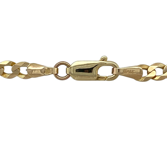 Upgrade your jewellery collection with this pre-owned 9ct yellow gold 18" curb chain—an essential piece offering classic style, durability and everyday versatility.

Design: The chain features traditional curb links measuring approximately 4mm wide, creating a bold yet wearable profile. The flat, interlocking links sit smoothly against the skin and reflect the light for a clean, polished finish.