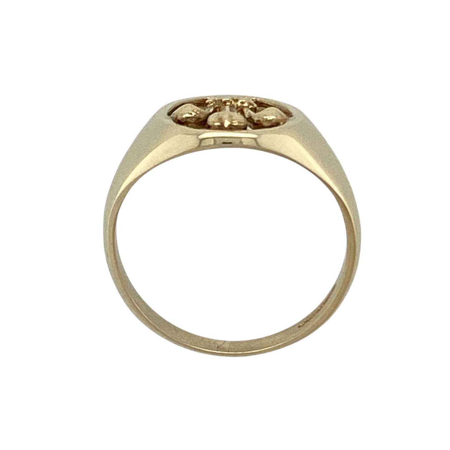 9ct Gold Welsh Three Feathers Open Oval Signet Ring