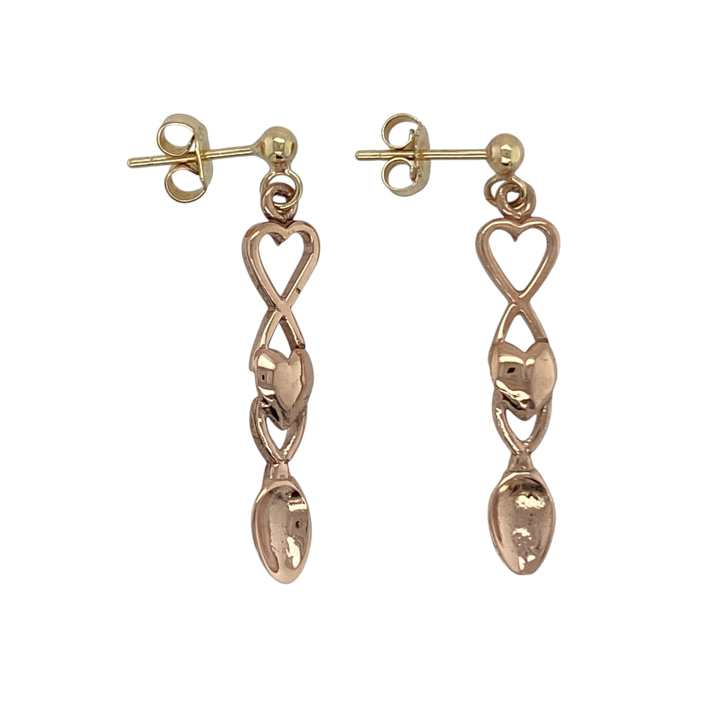 9ct Welsh Gold Lovespoon Drop Earrings