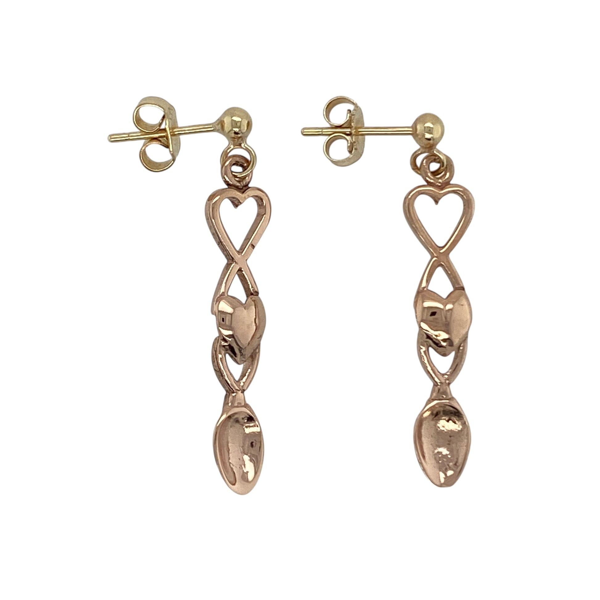 9ct Welsh Gold Lovespoon Drop Earrings