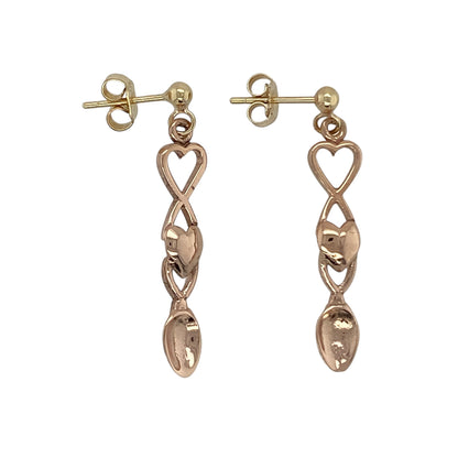 9ct Welsh Gold Lovespoon Drop Earrings