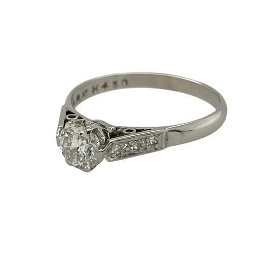 Embrace timeless elegance with this pre-owned 18ct white gold and platinum diamond set solitaire ring—an exquisite choice for engagements, anniversaries or refined everyday luxury.

Design: The ring showcases a stunning brilliant cut diamond weighing approximately 0.46ct, offering exceptional sparkle and fire. The classic solitaire setting highlights the beauty of the single centre stone, creating a clean and sophisticated look that never goes out of style.
