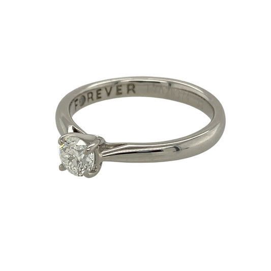 Discover timeless simplicity with this pre-owned platinum and diamond set solitaire ring—an elegant and enduring choice for engagements, anniversaries or refined everyday wear.

Design: The ring features a beautiful brilliant cut diamond weighing approximately 0.33ct, offering impressive sparkle and classic appeal. The traditional solitaire setting allows the centre stone to take full focus, creating a clean and sophisticated silhouette.