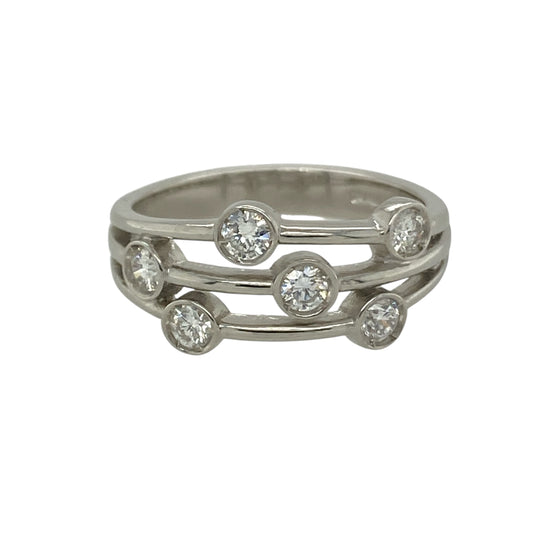 Platinum & Diamond Set Split Band Bubble Style Ring