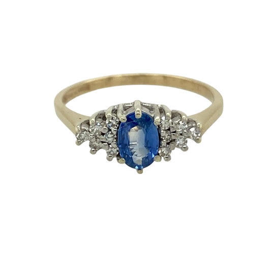 9ct Gold Diamond & Sapphire Set Ring