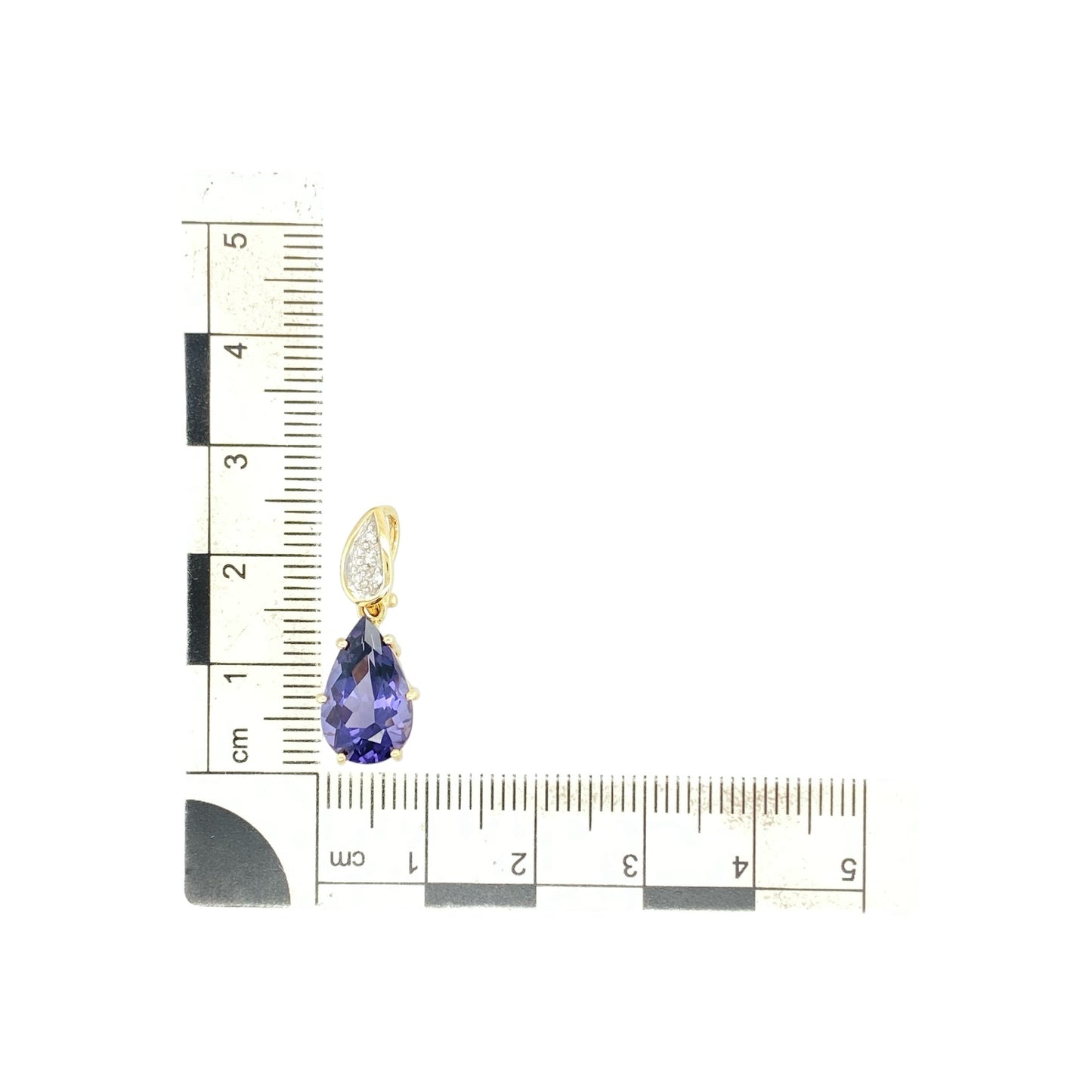9ct Gold Diamond & Purple Stone Set Pendant
