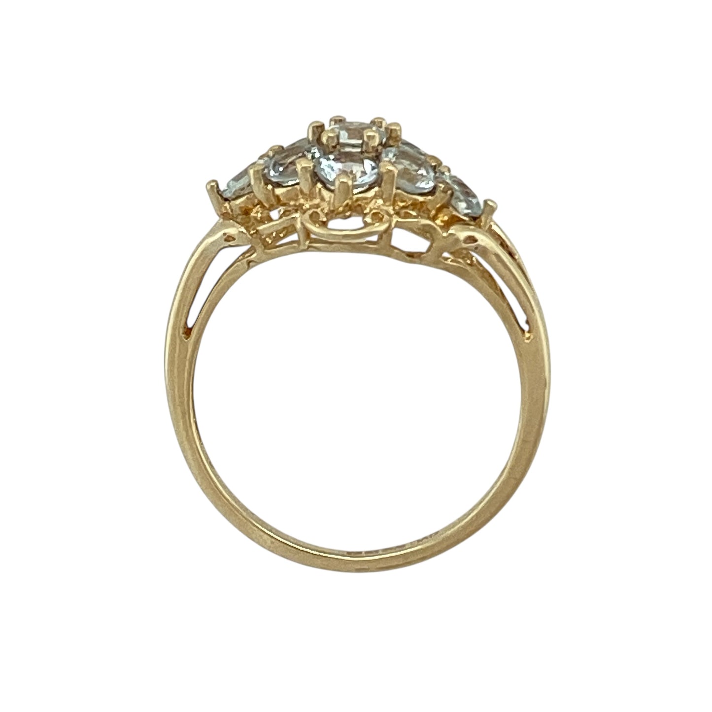 9ct Gold & Aqua Coloured Stone Cluster Ring