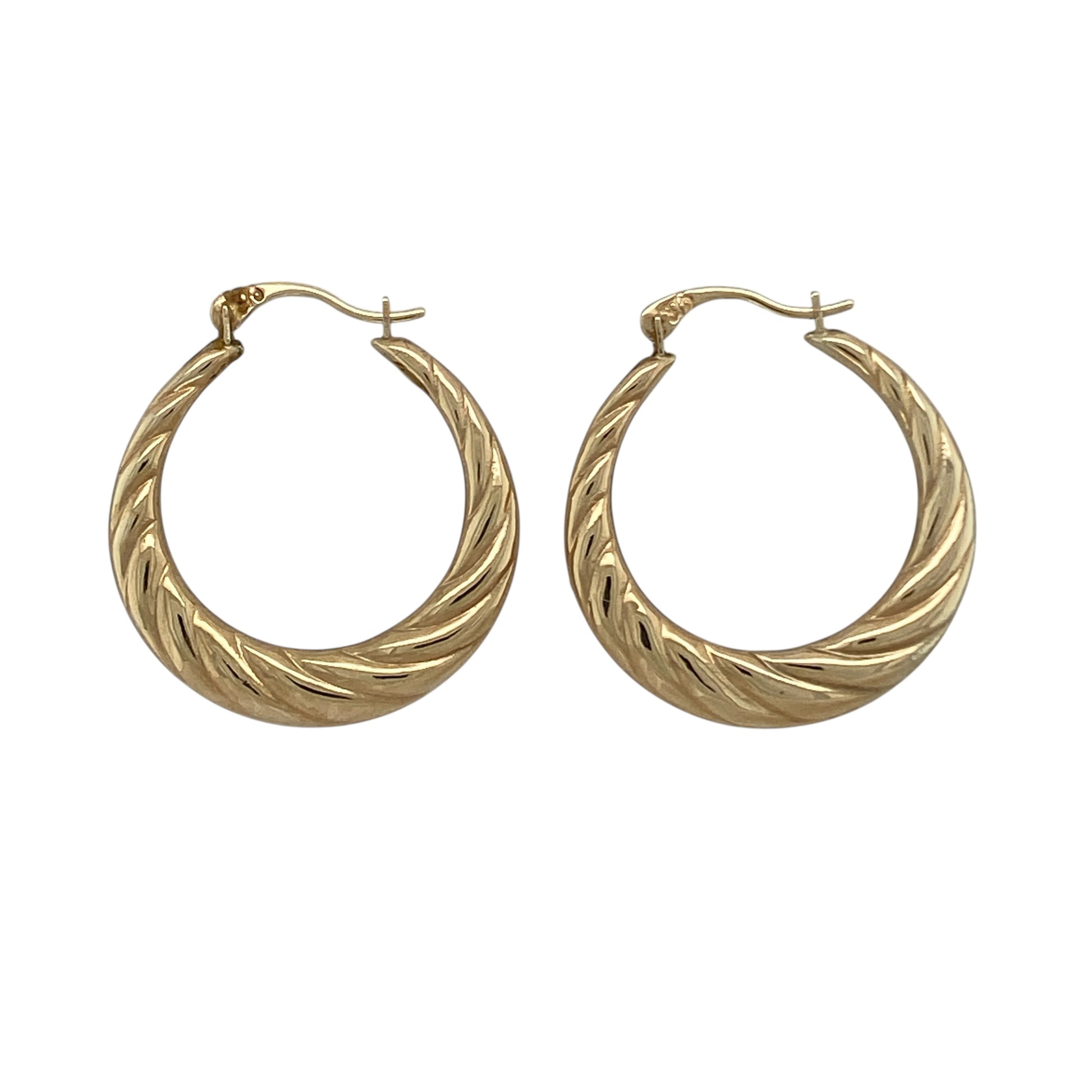 9ct Gold Twisted Hoop Creole Earrings