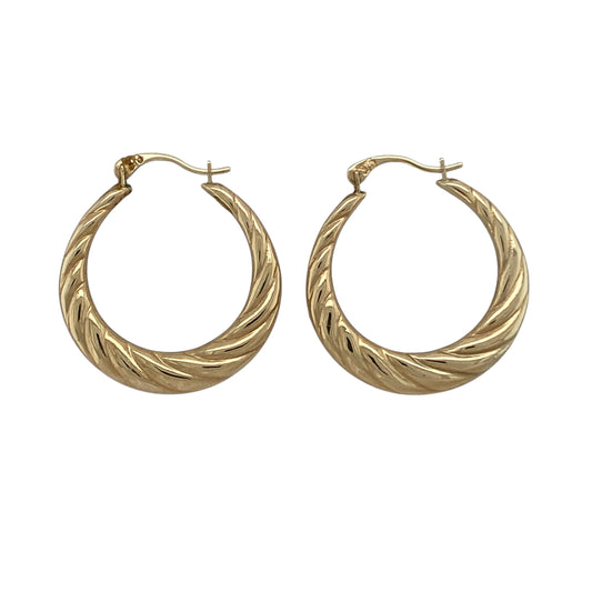 9ct Gold Twisted Hoop Creole Earrings
