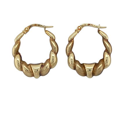 9ct Gold Bubble Style Oval Creole Earrings