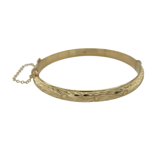 9ct Gold Patterned Hinged Bangle