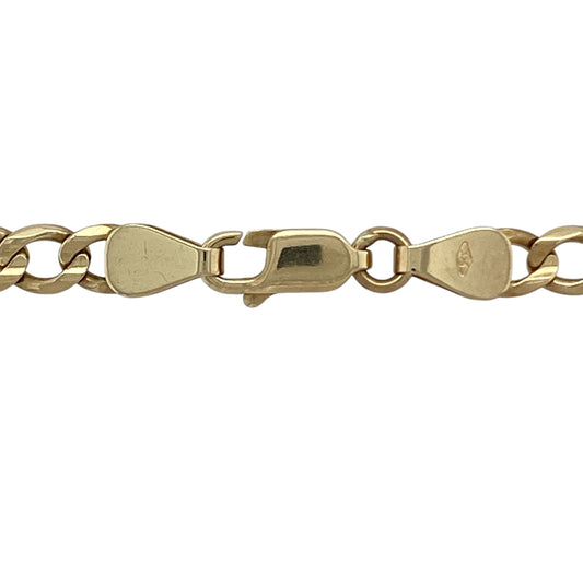 Make a bold statement with this pre-owned 9ct yellow gold 18" Figaro chain—an eye-catching and substantial piece perfect for everyday wear or standout styling.

Design: The chain features the classic Figaro link pattern, combining alternating short and elongated links for a distinctive and timeless look. With a link width of approximately 5mm, it offers a strong, confident profile that sits smoothly against the skin.