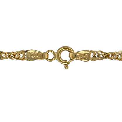 Add elegant length and eye-catching shine to your jewellery collection with this pre-owned 9ct yellow gold 30" Singapore chain—an ideal piece for layering or wearing as a statement on its own.

Design: The chain features the distinctive Singapore link pattern, with delicately twisted and diamond-cut links measuring approximately 3mm wide. The intricate design reflects the light beautifully, creating fluid movement and subtle sparkle along its full length.