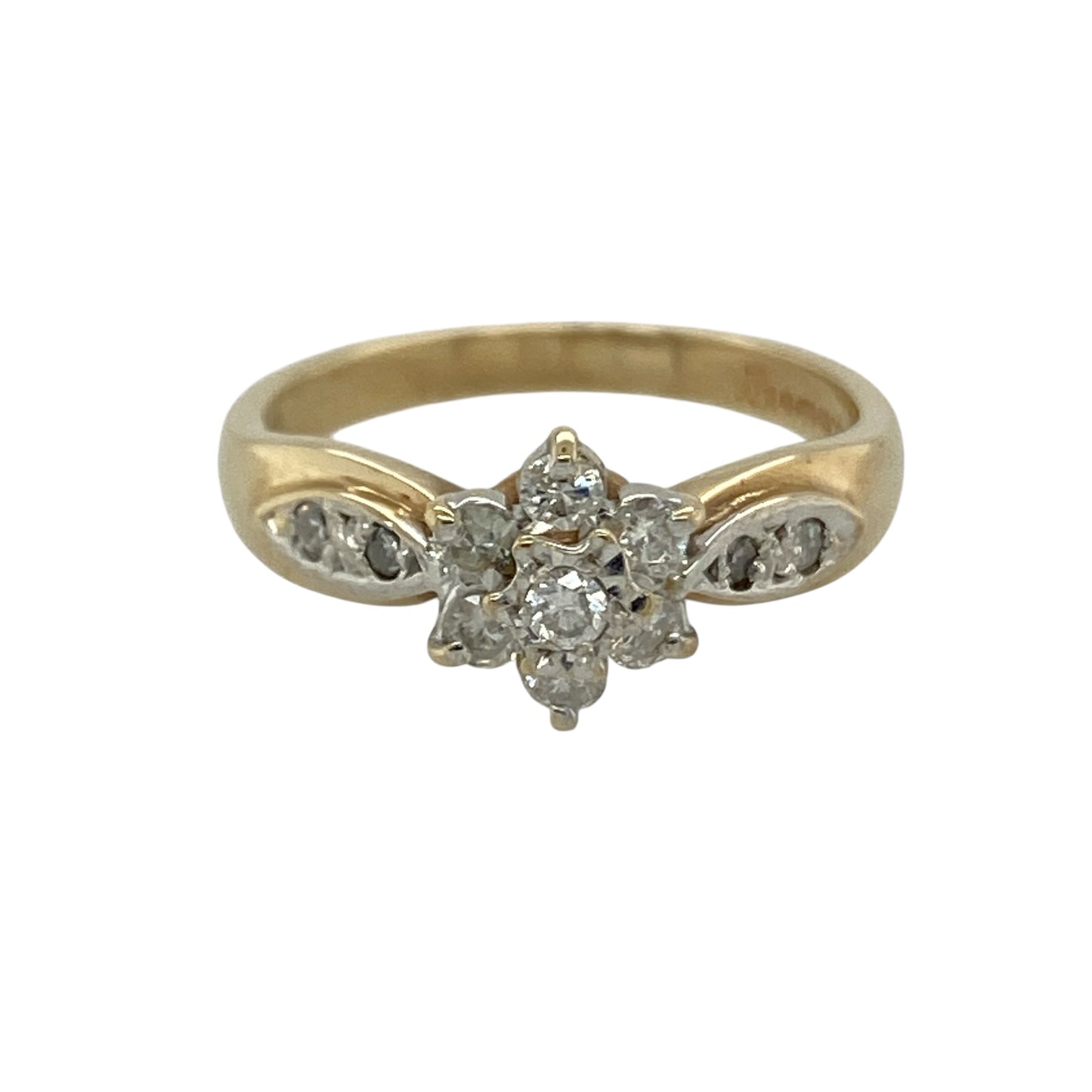 9ct Gold & Diamond Set Flower Cluster Ring