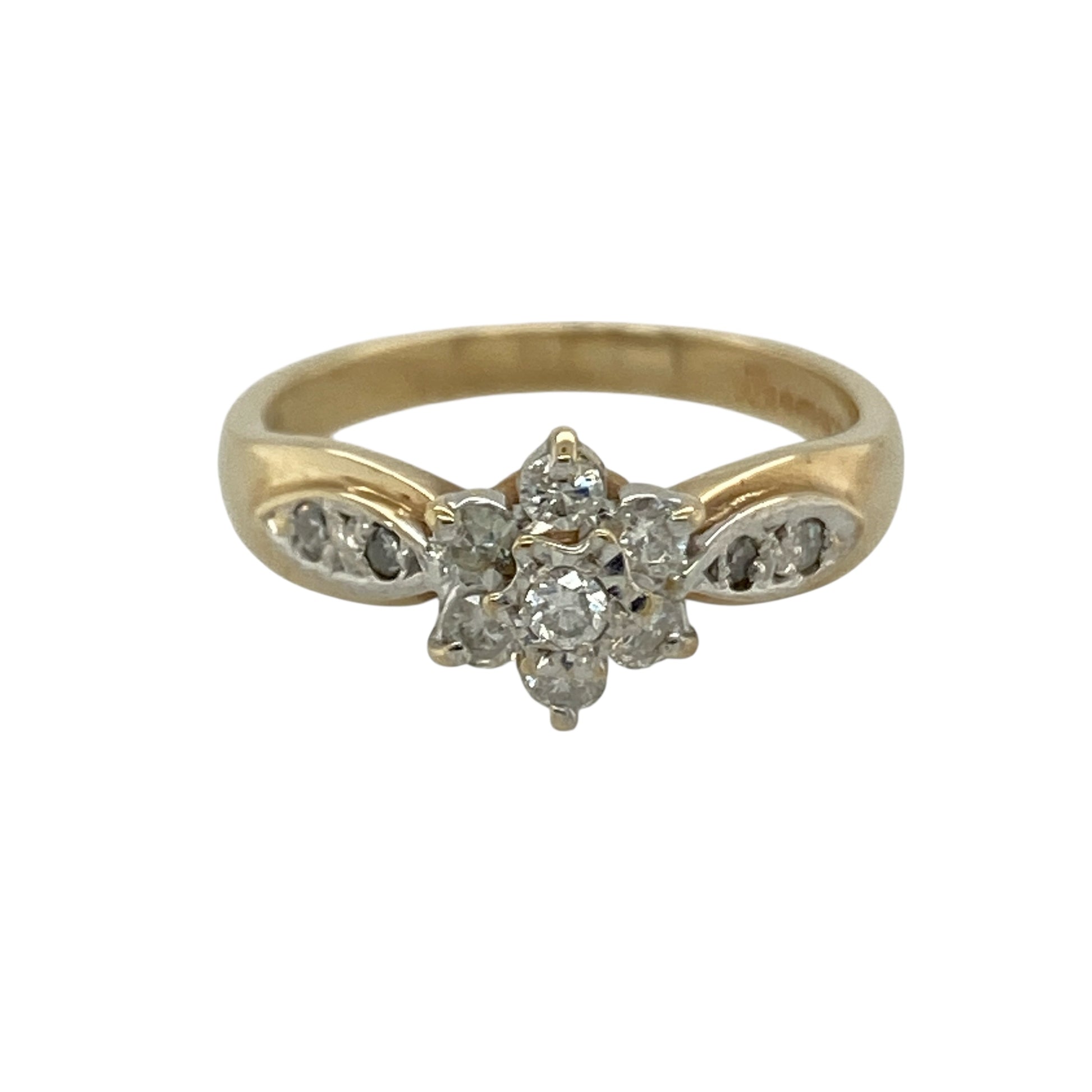 9ct Gold & Diamond Set Flower Cluster Ring
