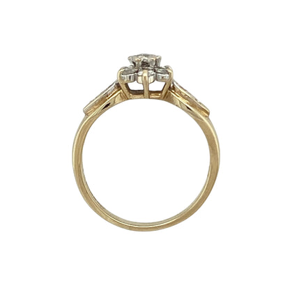 9ct Gold & Diamond Set Flower Cluster Ring