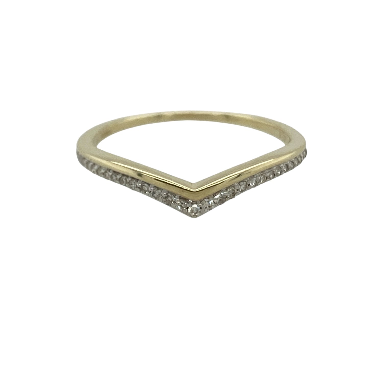 9ct Gold & Diamond Set Wishbone Ring